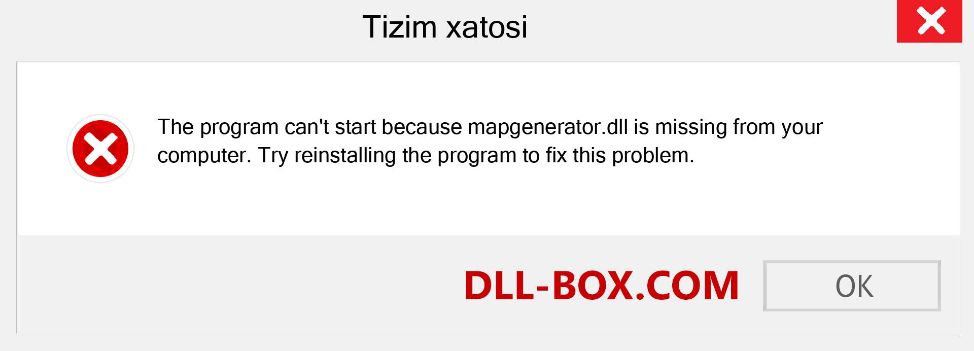 mapgenerator.dll fayli yo'qolganmi?. Windows 7, 8, 10 uchun yuklab olish - Windowsda mapgenerator dll etishmayotgan xatoni tuzating, rasmlar, rasmlar